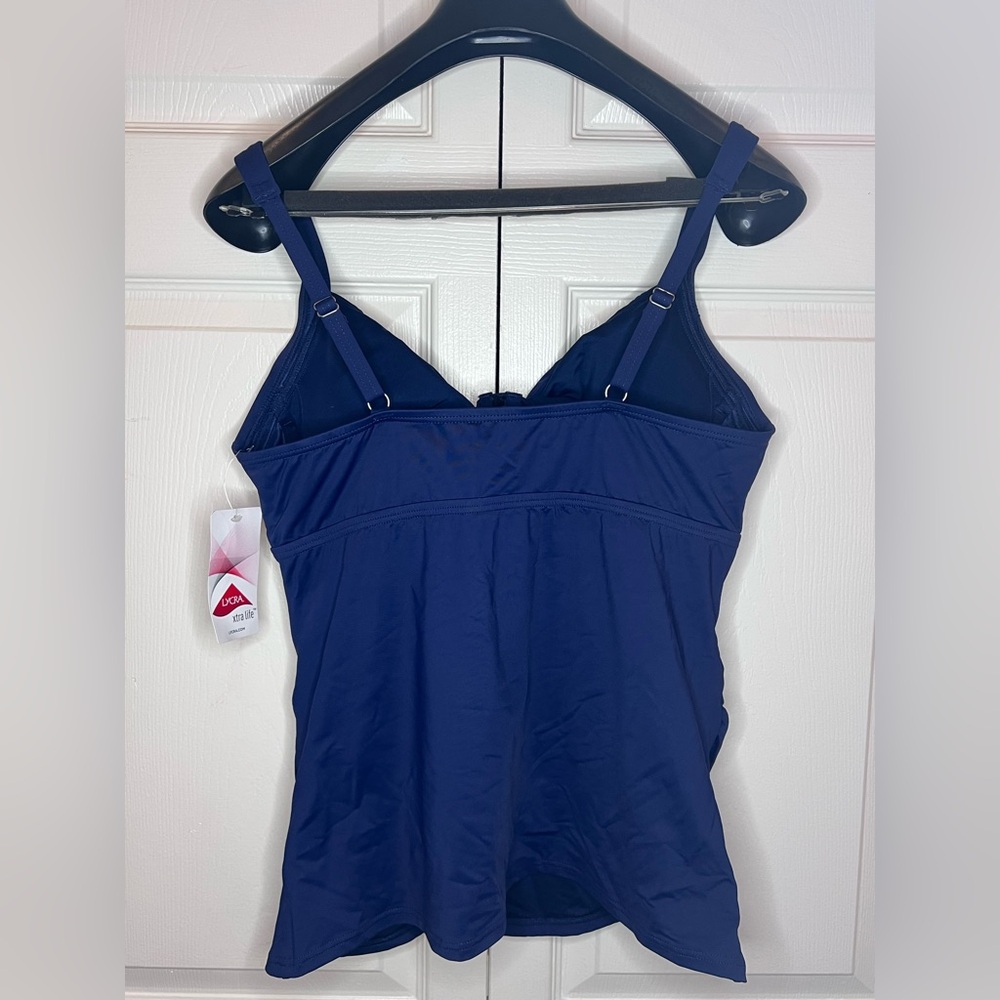 Lands' End Women's V-neck underwire Tankini Swim Top in Navy Blue - Picture 7 of 15